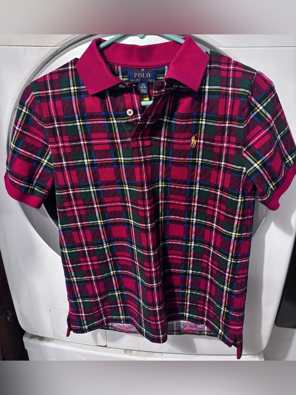 Polo by Ralph Lauren Red Plaid Short-Sleeve Polo L (14-16) - Picture 1 of 6
